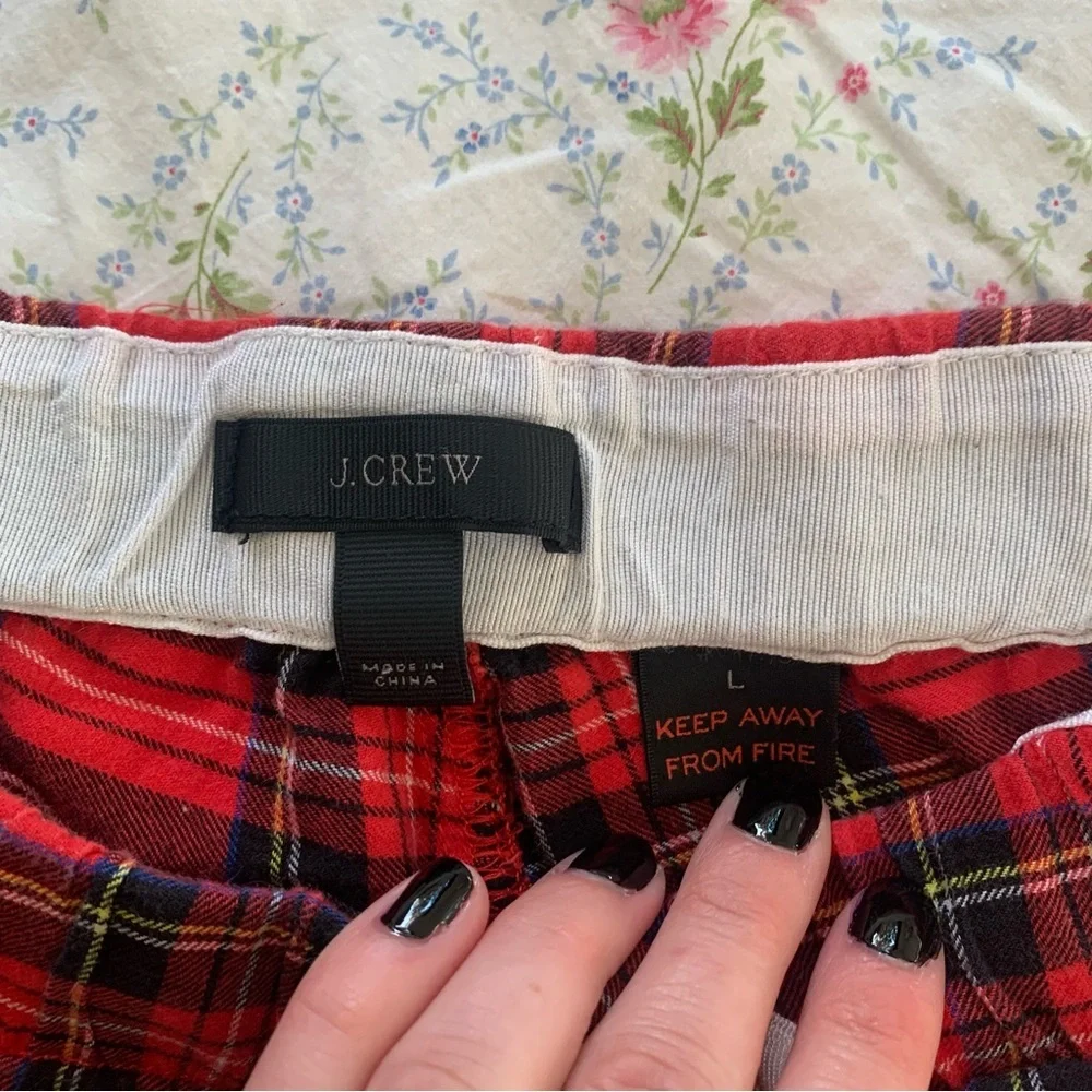 J. Crew Classic Tartan Flannel Pajama Bottoms Red Black Plaid Size Large‎